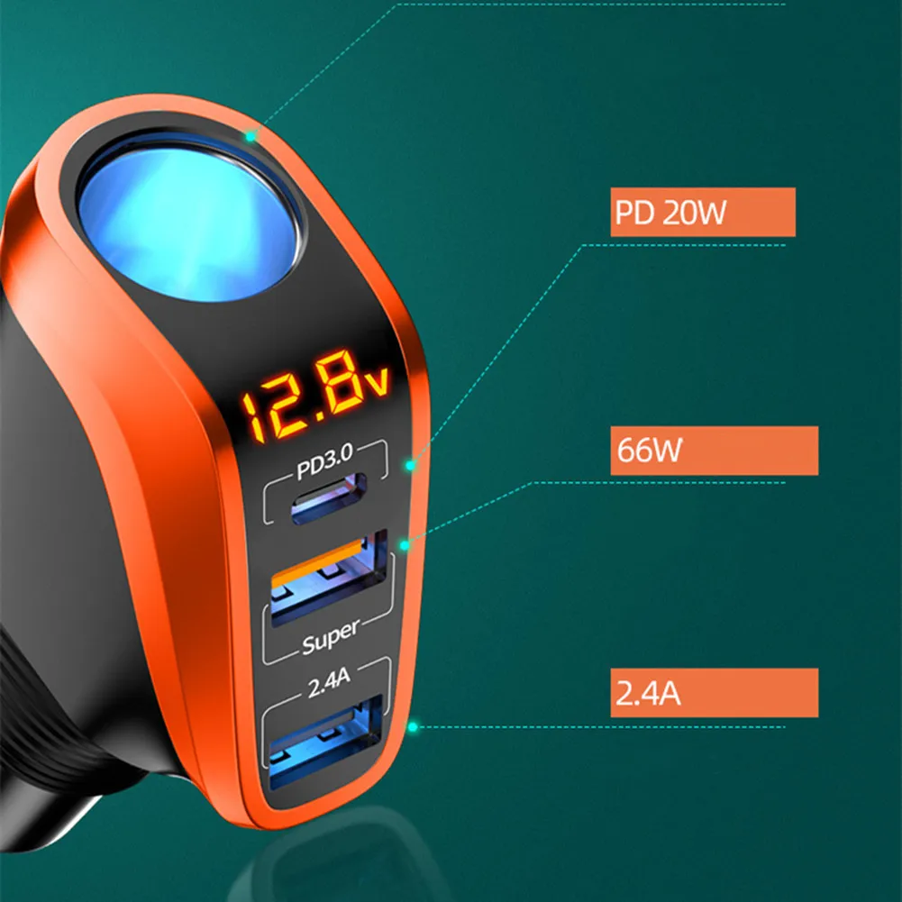 

Автомобильное зарядное устройство с USB-портом, 188 А, 66 Вт + А