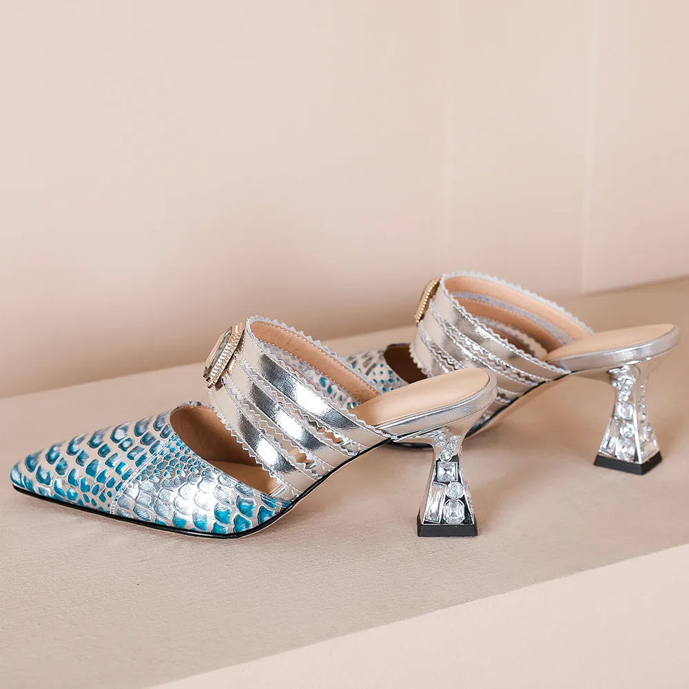 Aucegi/модные лаконичные женские тапочки из натуральной кожи с острым носком и