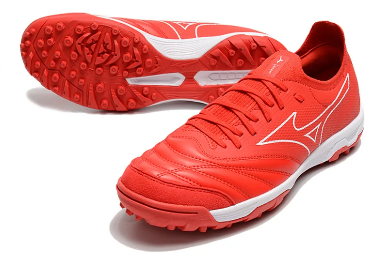 Original Mizuno Creation MORELIA NEO Knitting TF Men's Sports Shoes Mizuno Outdoor Sneakers Red Color Size Eur 40-45