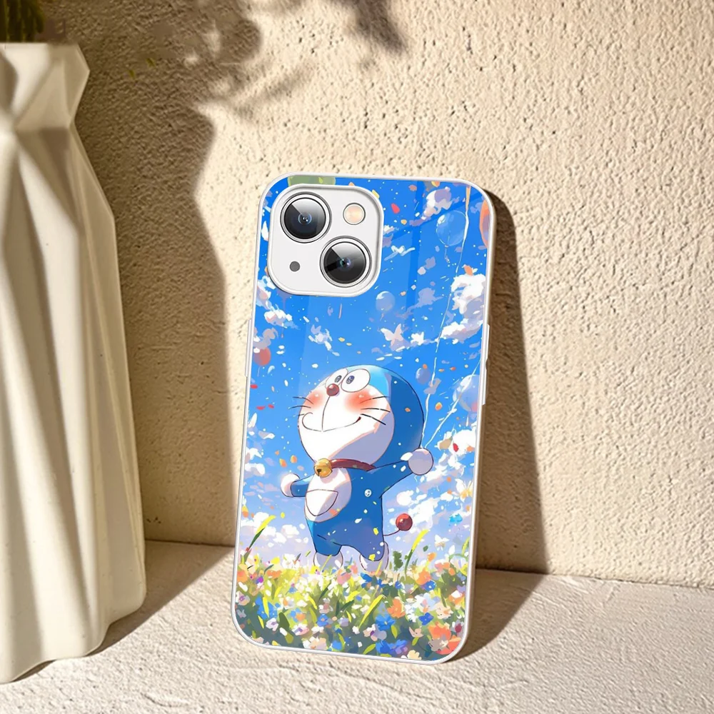 Japanese Cartoon D-Doraemon Phone Case Tempered Glass For Iphone 14 13 12 11 Pro Mini XS MAX 14Plus X XR Cover