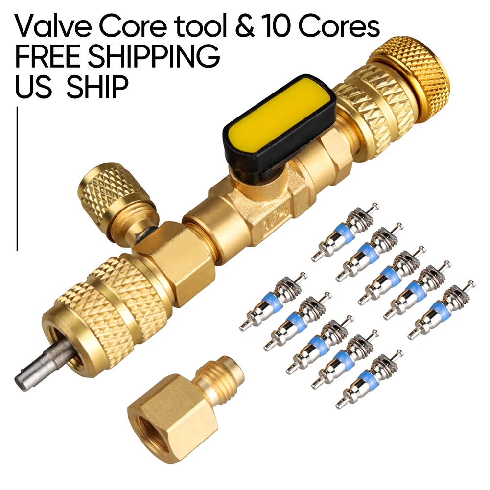 

HVAC Tool AC Valve Core Remover Dual Size 1/4\" 5/16\" Service Port Installer 10 Spool Without Loss Refrigerant HVAC Tool Sets