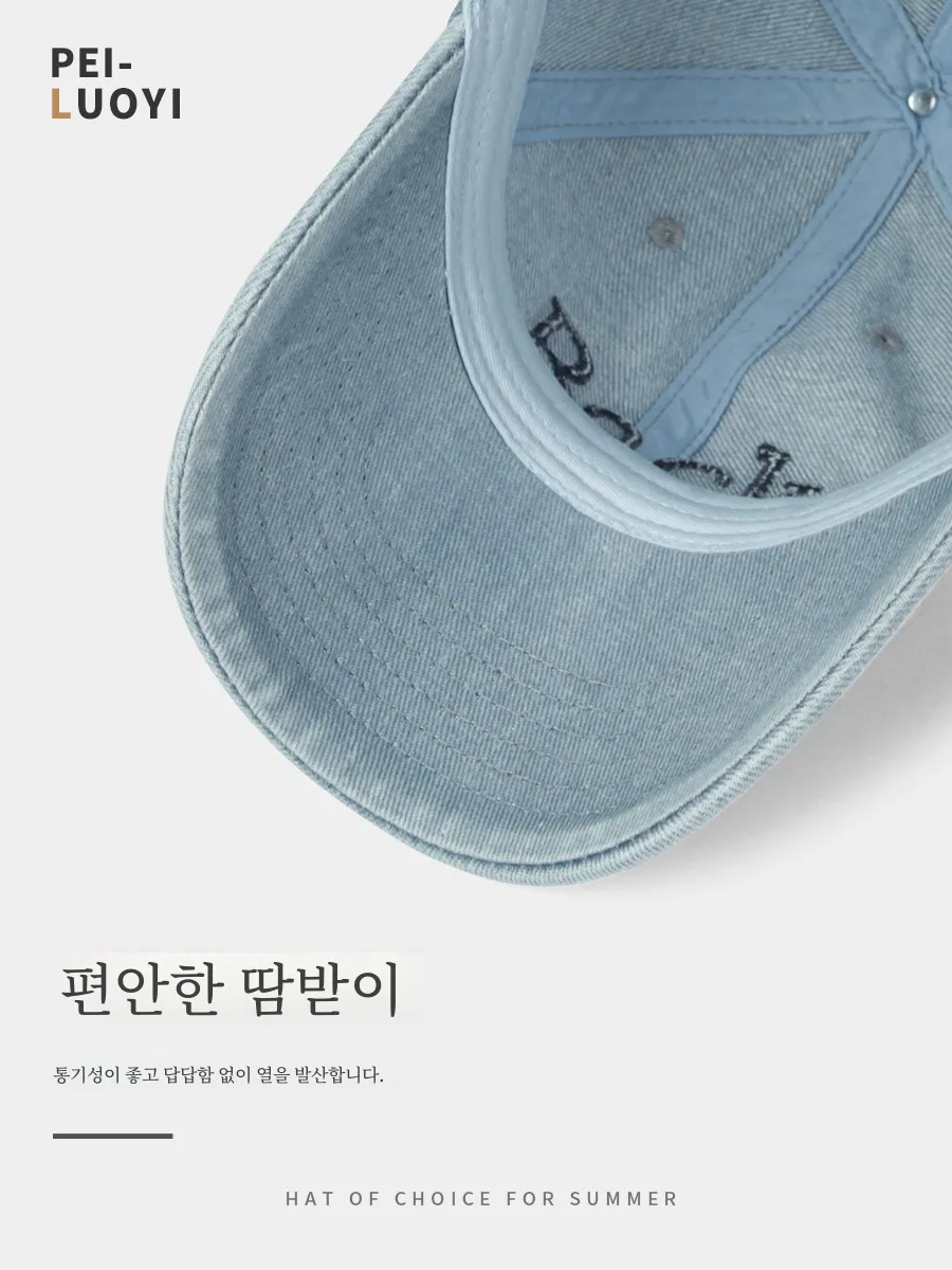 Американская джинсовая бейсболка в стиле ретро с потертостями женская летняя