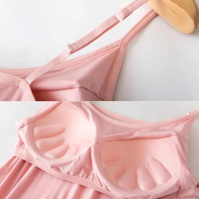 Summer New Women's Nightdress Suspenders with Chest Pad Home Service Sexy Sleepwear Women Nightwear Sleep Tops Night Gown