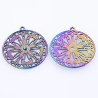 10pcs new openwork flower charm pendant accessories alloy rainbow color for gift customied jewelry making earring necklace bulk