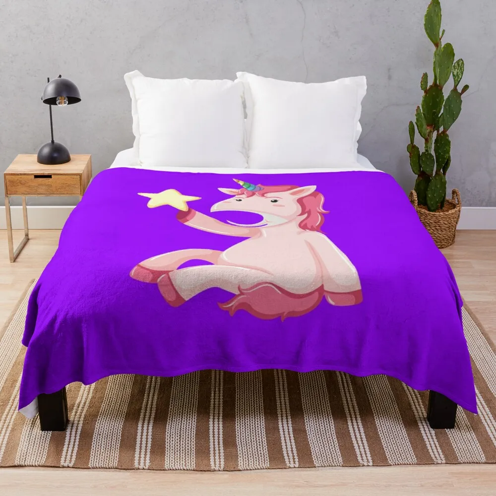 

Purple Unicorn Colored Throw Blanket Nap Blanket