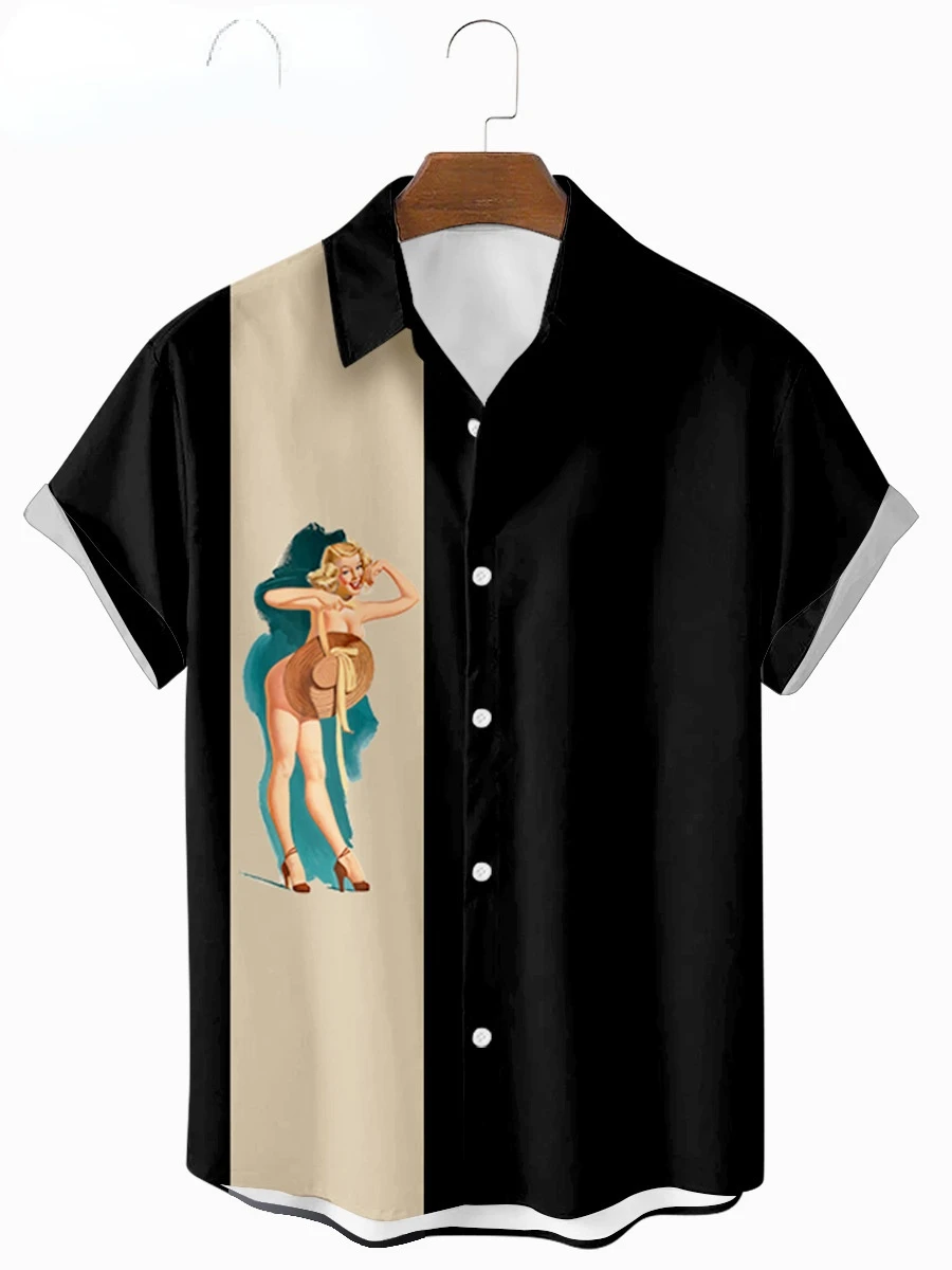 2022 Men's Summer Short-sleeved Shirt Creative 3D Print Pattern Plus Size 2022 Polyester Harajuku Dress Shirt