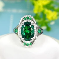 anglang luxury big oval green aaaaa zicon for womenmen with brilliant cz couple rings wedding engagement fashion jewelry