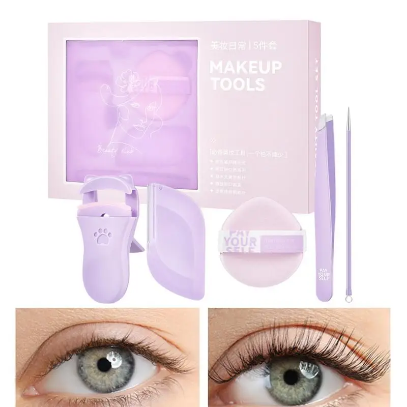 

Setting Powder Puff Long-Lasting Natural Lashes Makeup Tools And Accessories With Mini Eyelash Curler Eyebrow Curler Powder Puff