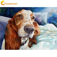 chenistory full square round diamond embroidery color dog diy diamond painting mosaic animal diy handworks pictures gift home de