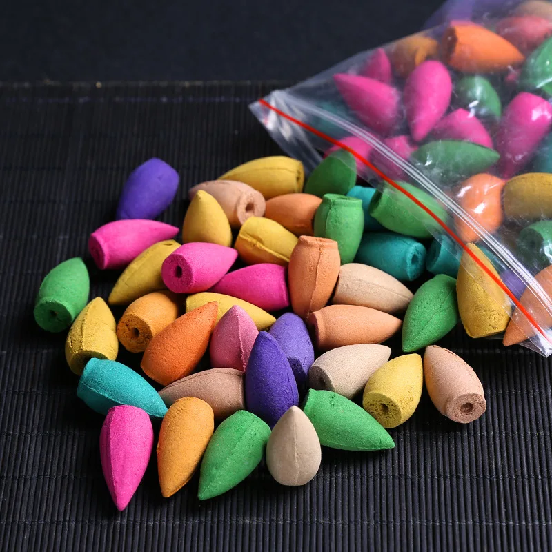

30/60/100 PCS Natural Smoke Backflow Incense Bullet Sandalwood Fragrant Aromatherapy Indian Tibetan Cones Support Drop Shipping