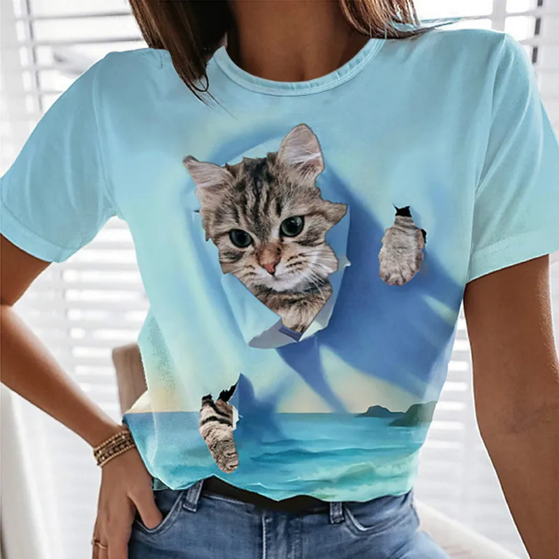 

New Animal Cat Pattern 3D Printing Men Women Top T-shirt Summer Fashion Casual Street Harajuku Wild Loose Oversize XXS-6XL