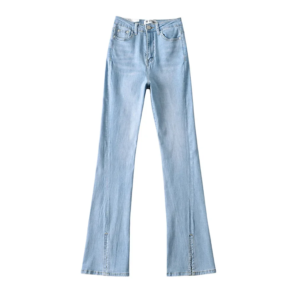 Женские джинсы брюки-клеш джинсовые брюки с высокой талией и карманами базовые