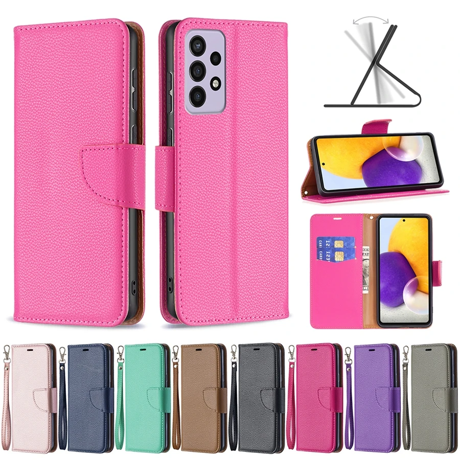 Wallet Litchi Pattern Case For Samsung Galaxy A04s A13 A14 A23 M13 A32 A33 A51 A52 A53 A71 A72 A73 S23 Ultra S22 S21 Plus S20 FE