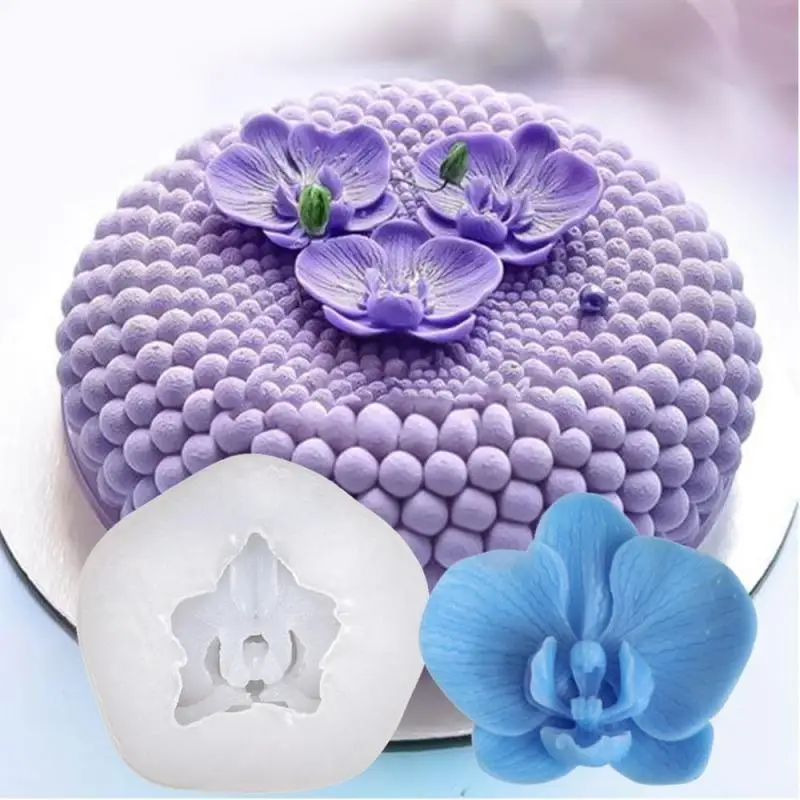 3D Simulation Orchid Silicone Mold Rose Flower Fondant Phalaenopsis Candle Soap Candy Chocolate Cake Decoration Baking Tool