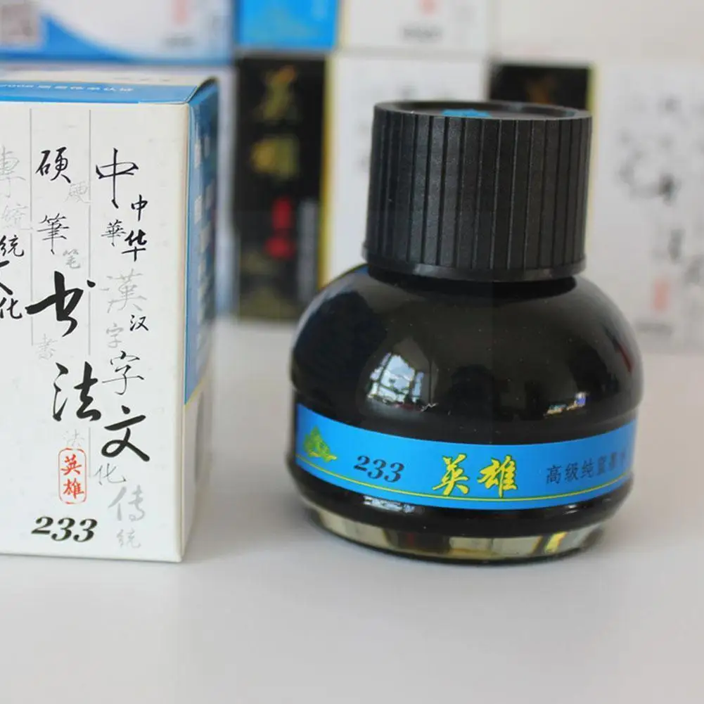 

60ml Bottled Blue Fountain Pen Ink Hero 233 Writing School Glass Smooth Refill Student Ink Office Fountain Stationery Suppl R9r4