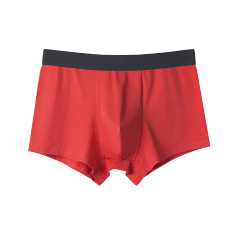 10PCS Male's Elastic Waistband Cotton Simple Underpants Vertical Texture Breathable Skin-Friendly Boxer Double Crotch Pants