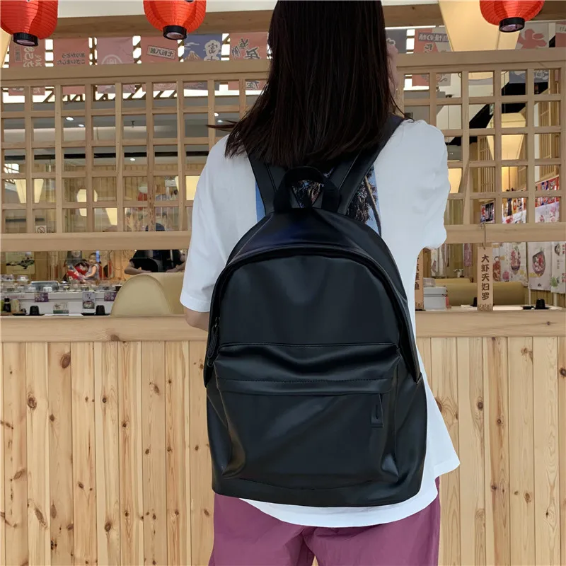 Korean Style Students Travel Bag Large Capacity Stylish Pu Leather Stundet Backpack  Water Repellent Rucksack New