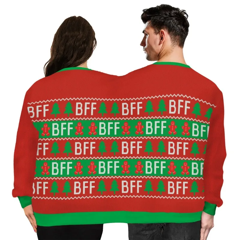 Teanoon Рождественские толстовки для мужчин и женщин с принтом пуловер двух человек