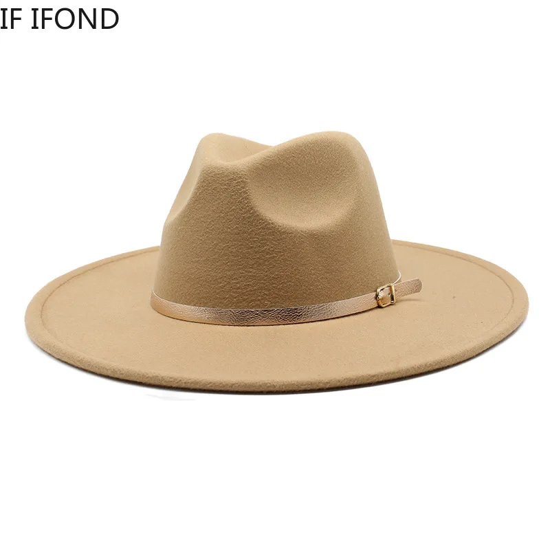 

New 9.5cm Big Brim Fedora Hats for Women Elegant Fashion Wedding Decorate Dress Caps Men Panama Church Felted Jazz Hat