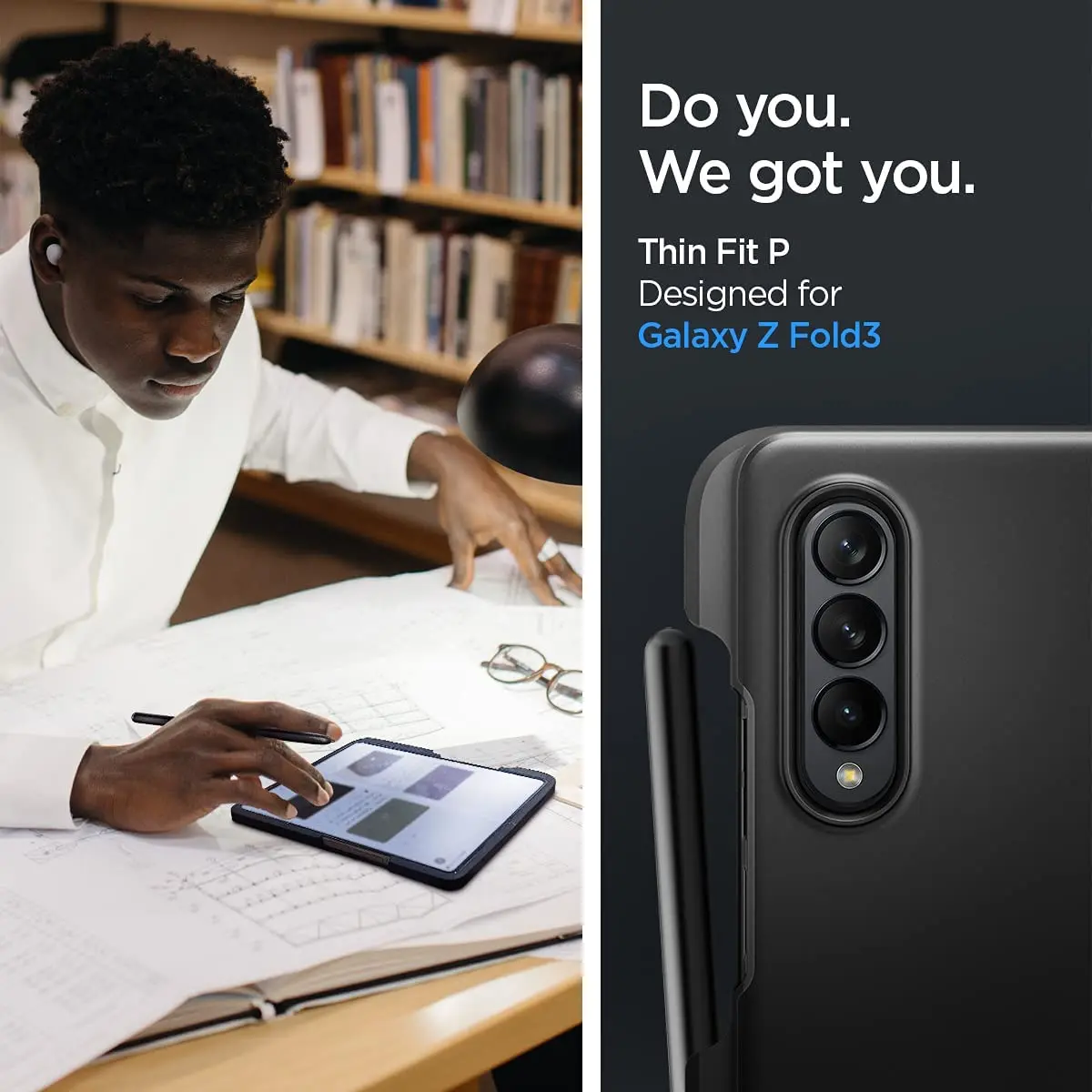 Najtaniej Spigen Thin Fit P Do Samsung Galaxy Z Fold 3 Case-lekki, Wąski Profil Wbudowany Uchwyt Na Długopis