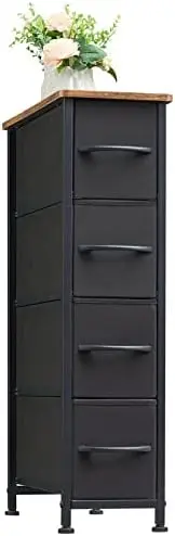 

Dresser with 4 Drawers, Slim Storage Chest of Drawers with Removable Fabric Drawers for Closet Small Spaces Bathroom Bedroom Lau