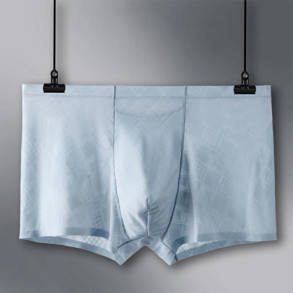 

Man Boxer Sexy Ice Silk Seamless Boxer Briefs Solid Trunks Mens Pouch Underwear Shorts Underpants Ultra-thin Bikini Panties
