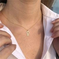 feminist venus pendant necklace for women personality stainless steel jewelry goldsilver vintage female symbol pendant present