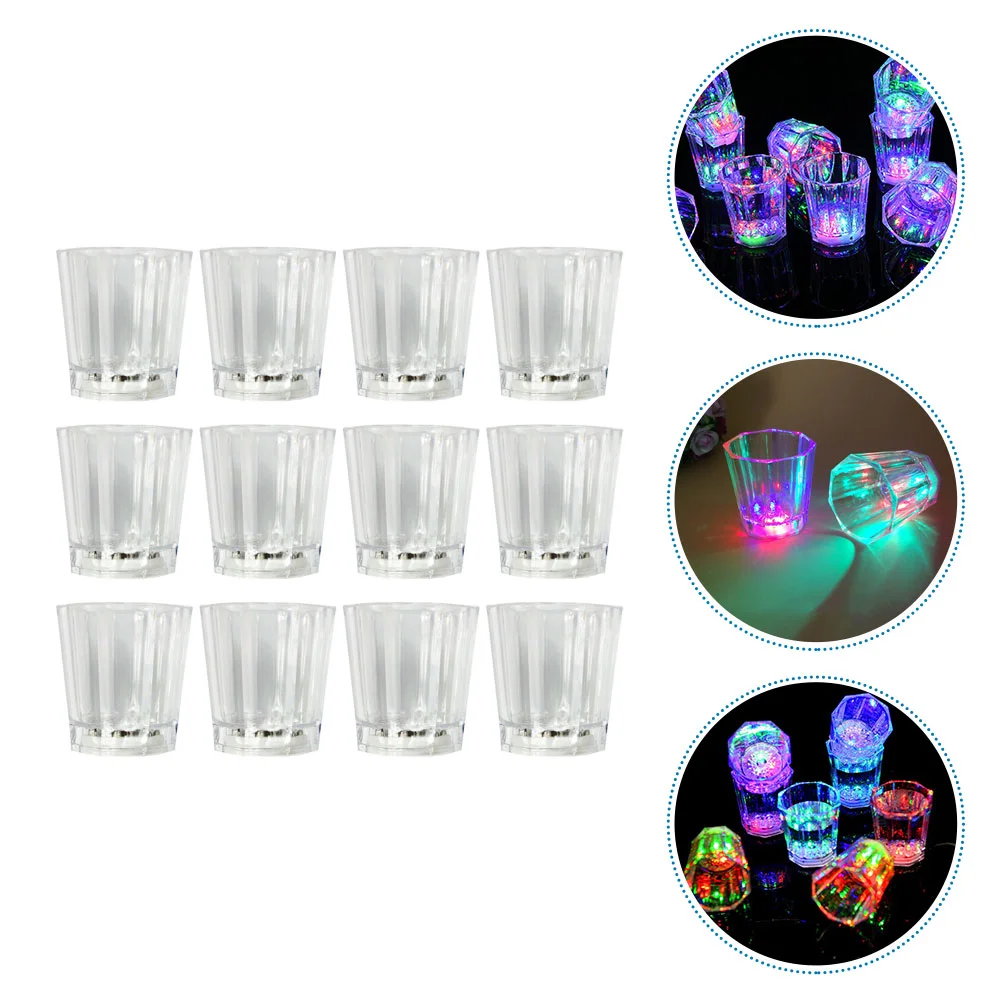 

12 Pcs Luminous Octagonal Cup Outdoor Kids Toys Party Cups Neon Set Metal BBQ LED Drinking Barware Light Child Shot glass