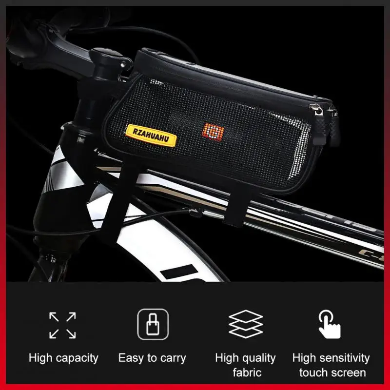 

Пакет для сенсорного экрана велосипеда, вместительная сумка на верхнюю трубу горного велосипеда тройной фиксации, двухсторонняя Водонепро...