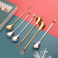 christmas stainless steel spoon creative ins pendant christmas tree christmas hat 6 sticks spoon gift set coffee spoons