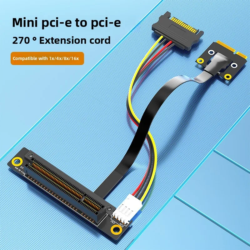 Фото Кабель-адаптер Mini PCIe на PCI-E 1X 4X 8X 16X с углом поворота 270 градусов, аксессуары для игровых ПК, для видеокарт, звуковых и сетевых карт №1