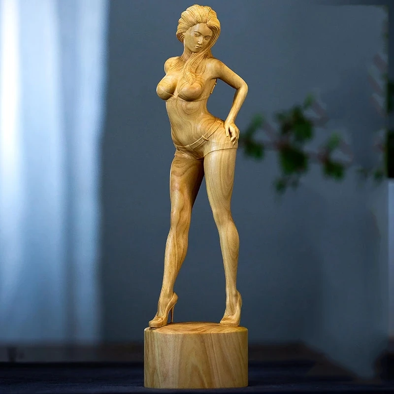 Красивая модель 21 8 см скульптура из бокса фэн-шуй резьба по дереву статуя