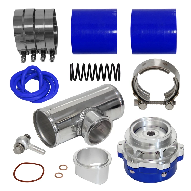 

50mm 35PSI Boost V-Band Turbo Blow Off Valve with 3.0'' OD Flange Pipe Hose Kit Black/Blue/Red