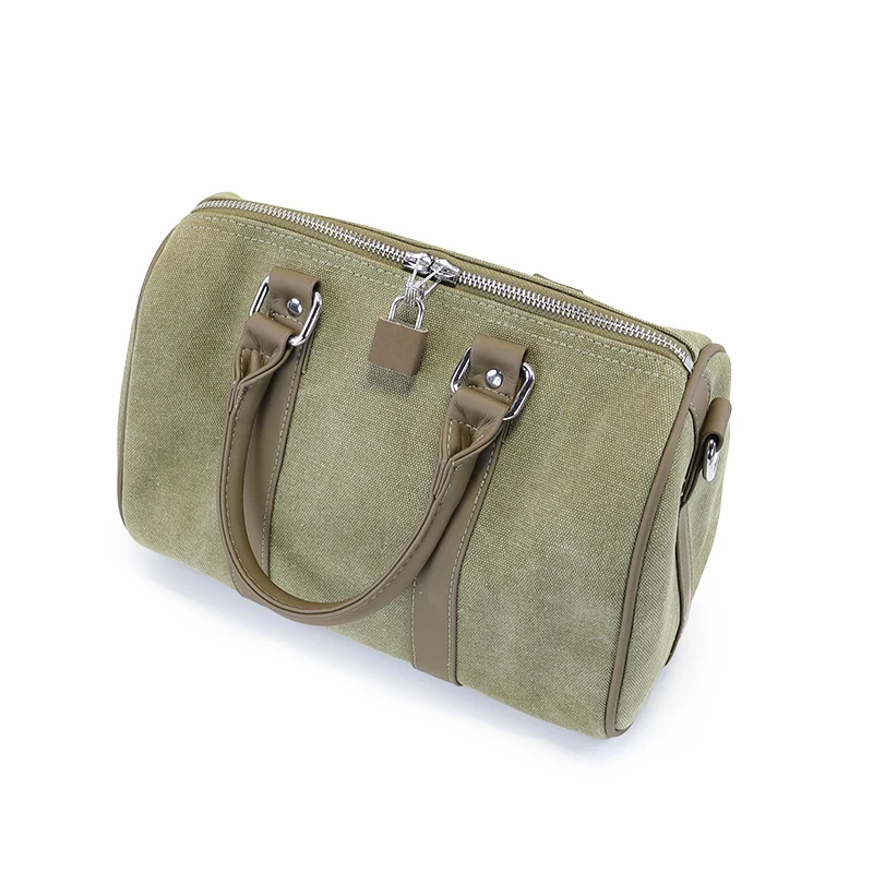 Сумка-ведро черно-зеленая парусиновая через плечо | Багаж и сумки