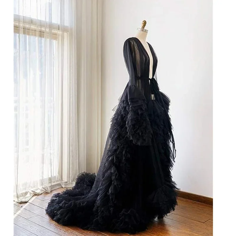 Тюлевый халат длинное нижнее белье Свадебный пышная ночная рубашка для