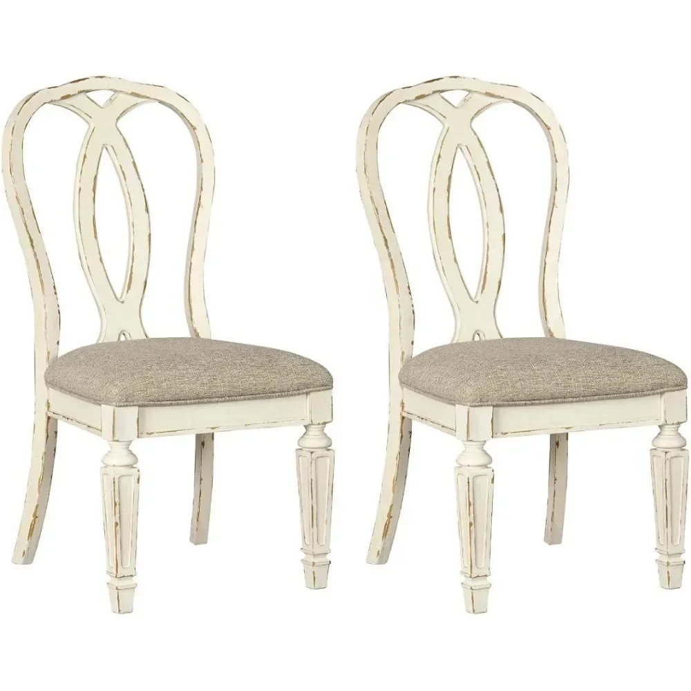 

Подпись, дизайн Эшли рейлин, французский кантри, обеденный стул с лентой сзади, 2 штуки, стружки, белый