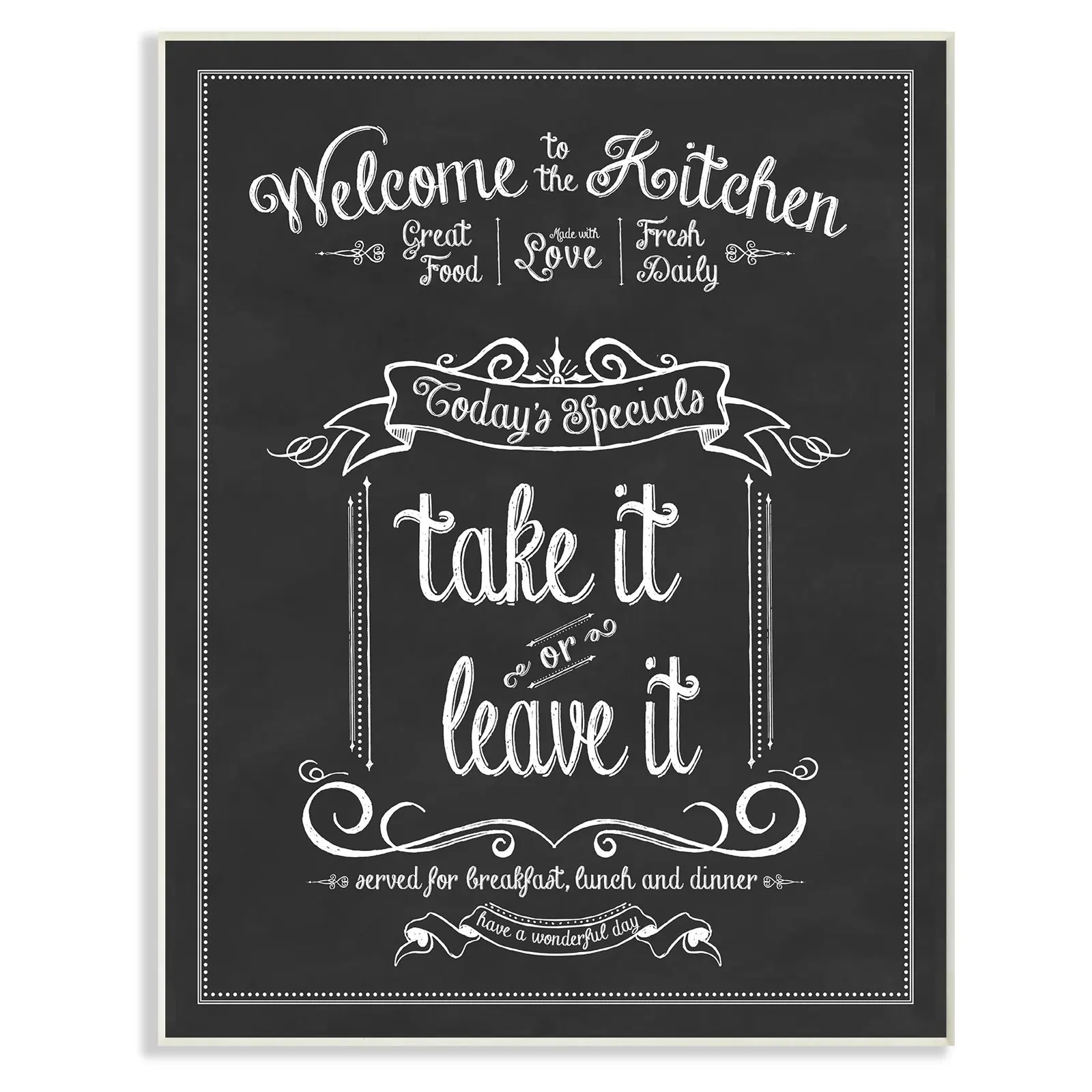 

The Stupell Home Decor Collection Welcome To the Kitchen Chalkboard Vintage Sign Wall Plaque Art
