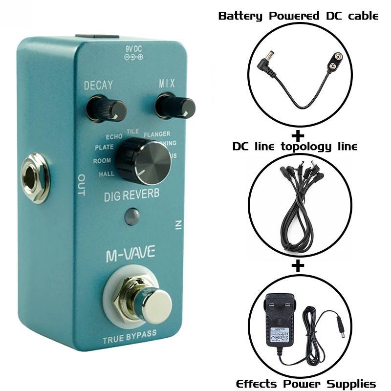 

M-VAVE Dig Guitar Effect Pedal True Bypass Fully Metal Shell Reverb Pedal Digital 9 Reverb Types 9 Digital Cuvave CUBE BABY