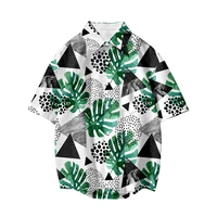 new 2022 summer new mens clothing shirts short sleeve beach hawaii rainforest leaves 3d print casual streetwear shirt thin tops