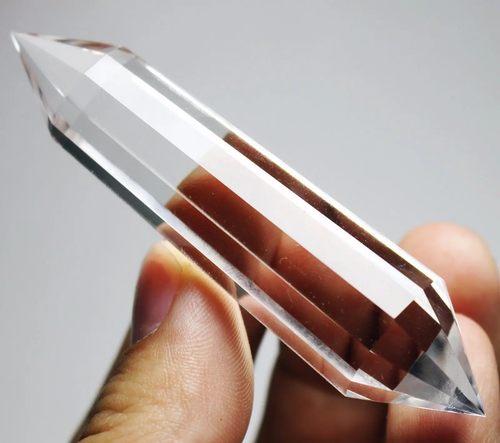 

12 Sided Clear Lemurian Clear Quartz Natural Vogel Inspired Crystal Wand