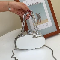 fashion thick chains metal box women handbags creative clound shape shoulder crossbody bags luxury evening party small purses