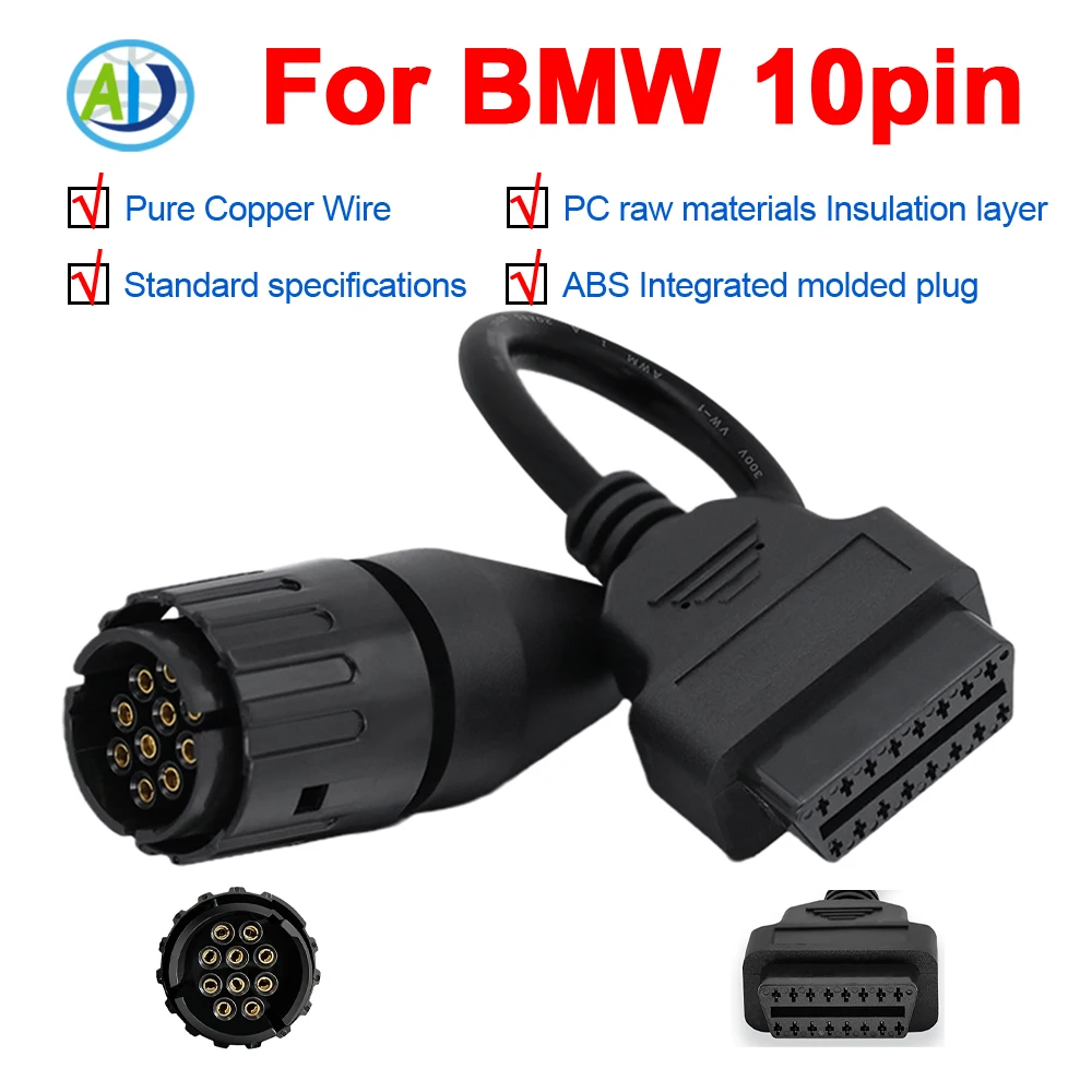 Фото Для for BMW ICOM 10 - контактного адаптера OBD2 кабель OBDII Мотоцикл K-Line DCAN снимите диагностический разъем перепрограммированного адаптера №1