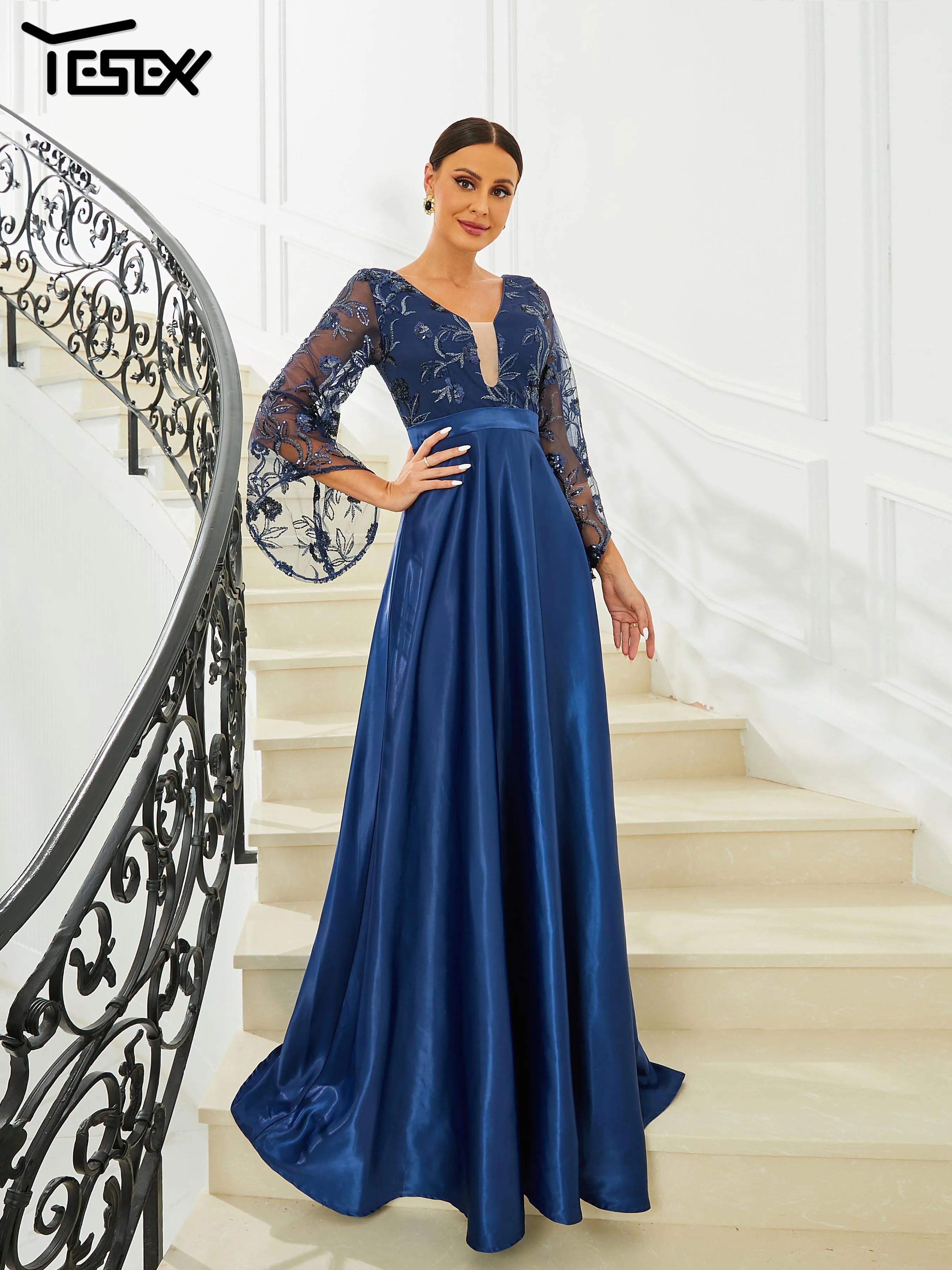 Yesexy новые синие элегантные женские платья с рукавами-колокольчиками 2023