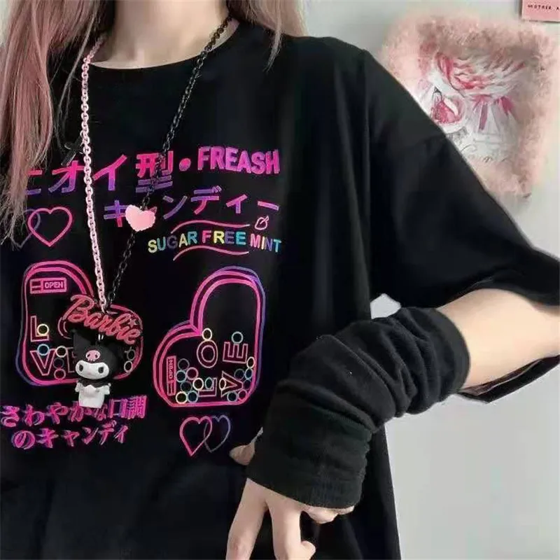 

Summer Goth Female Tee Aesthetic Loose Women T-shirt Punk Dark Grunge Streetwear Ladies gothic Top Tshirts Harajuku Clothes y2k1