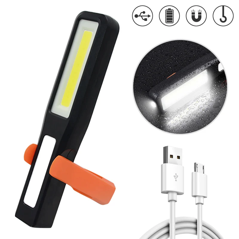 

Portable LED Flashlight USB Rechargeable COB Work Light Magnetic Cordless Inspection Light Car Repair Home Workshop Lamp