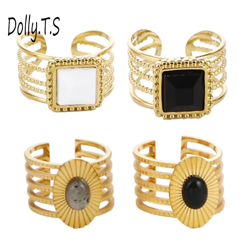 

Bohemian Gold Stainless Steel for Women Rings Vintage Adjustable Ring Fashion Geometric Open Rings Jewelry Accessories Gifts