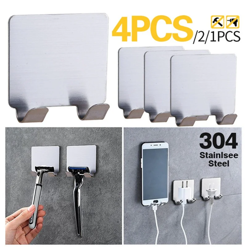 

4/2/6Pcs 304 Stainless Steel Razor Holder Men Shaver Stands Racks Shelf Bathroom Razor Rack Wall Hooks Bathroom Accessories