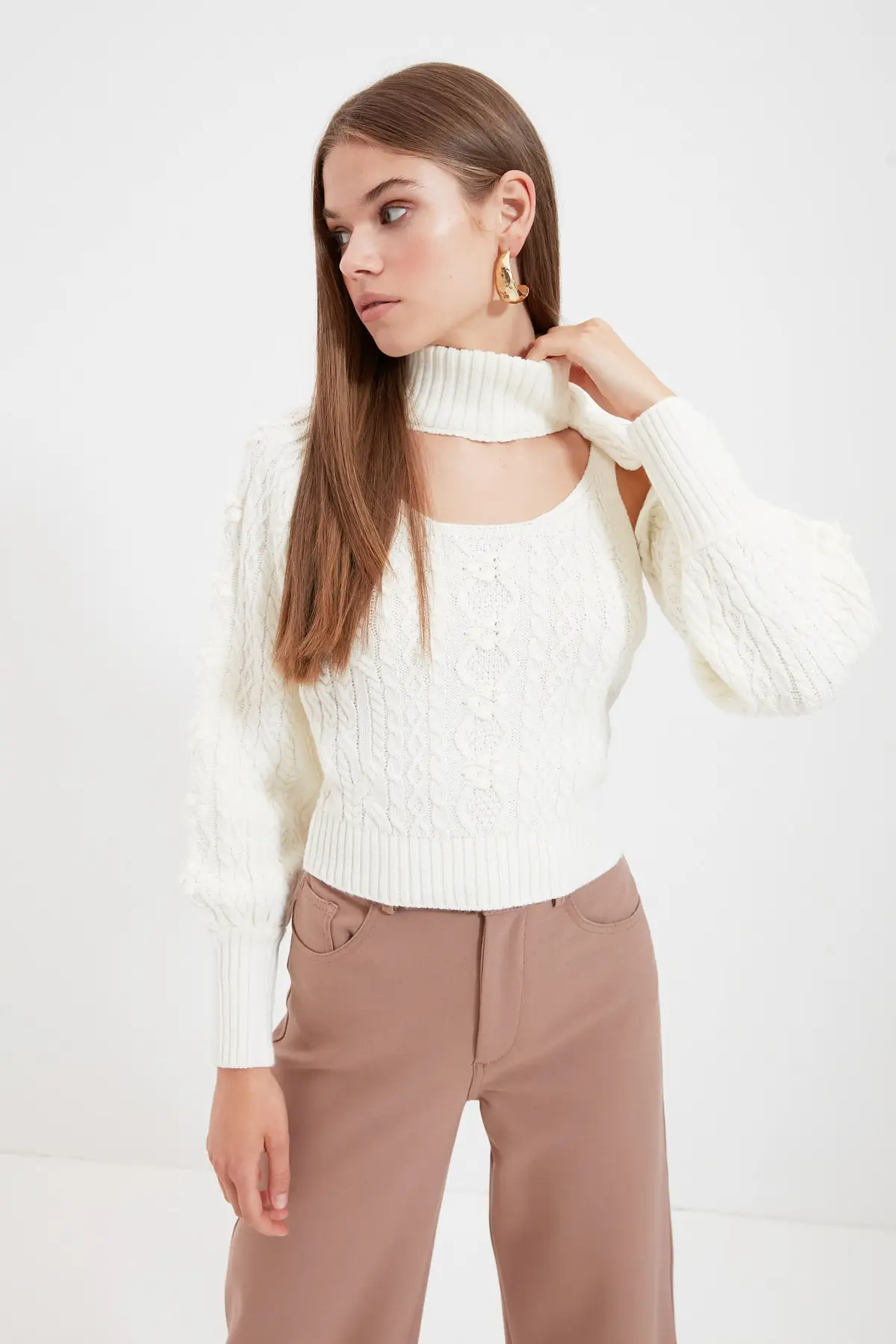 

Trendyol Mesh Detailed 2 Piece Knitwear Sweater TWOAW22AU0015