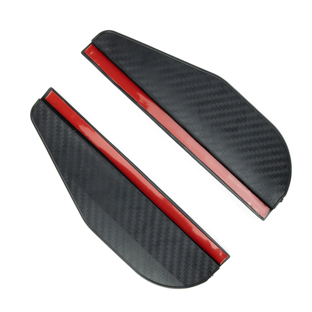 

Newest Hot Sale 2Pcs Car Rear View Mirror Rain Shield Carbon Fiber Look Visor Sun Shade Brand New And High Quality