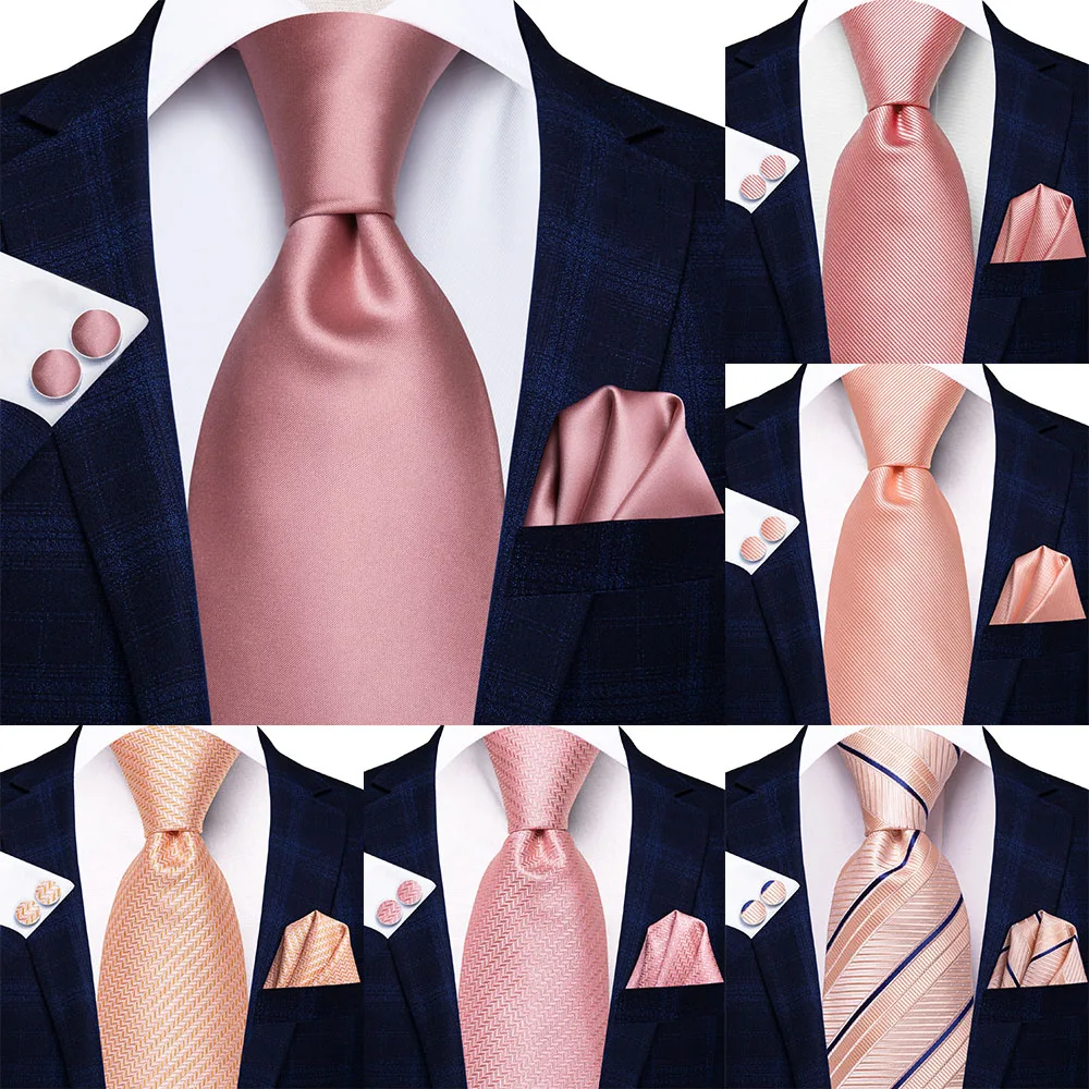 

Hi-Tie дизайнерский однотонный розовый Шелковый Свадебный галстук для мужчин, Подарочный мужской галстук, набор наручных запонков, модные дел...
